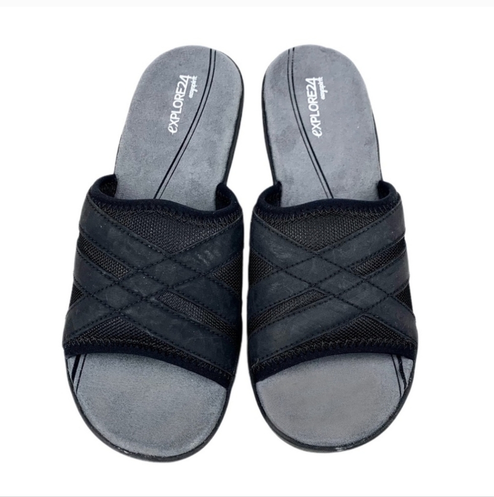 Easy Spirit Explore 24 Black Slide Sandals Sz 8.5
